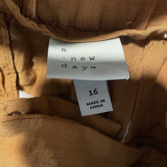 A New Day Pants Womens 16 Burnt Orange Wide Leg Stretch High Rise Lagen Modest - Picture 2 of 7